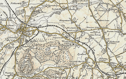 Old map of Weston under Penyard in 1899-1900