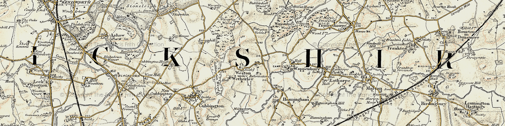 Old map of Weston under Wetherley in 1901-1902