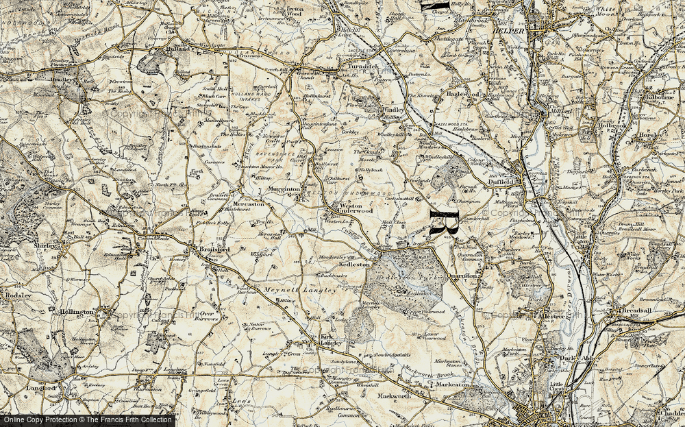 Old Map of Weston Underwood, 1902 in 1902