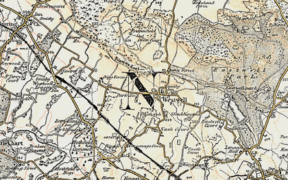 Old map of Westwell in 1897-1898
