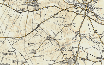 Old map of Westwell in 1898-1899