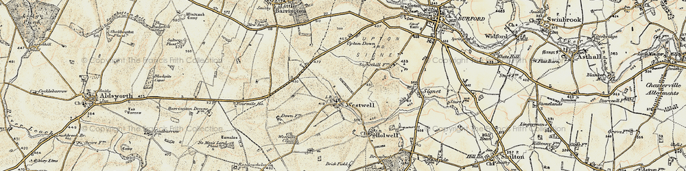 Old map of Westwell in 1898-1899