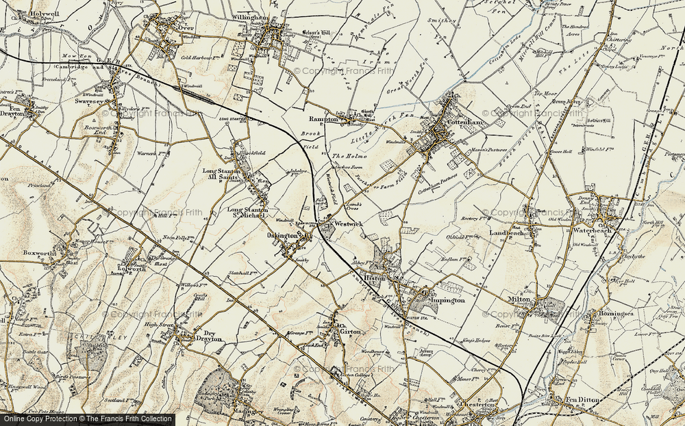 Old Map of Historic Map covering Westwick Field in 1899-1901