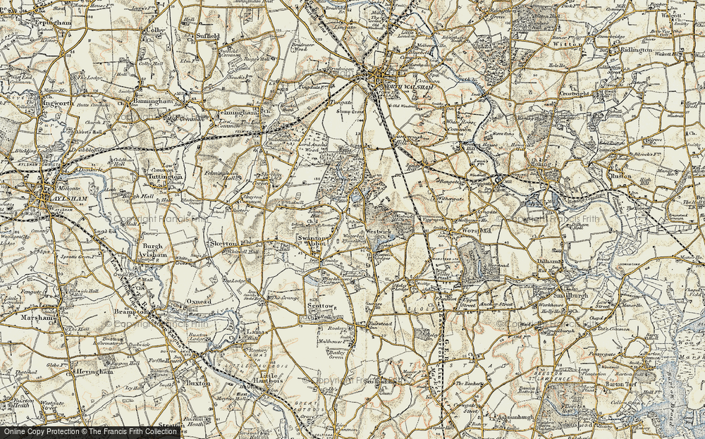 Old Map of Historic Map covering Westwick Hill in 1901-1902