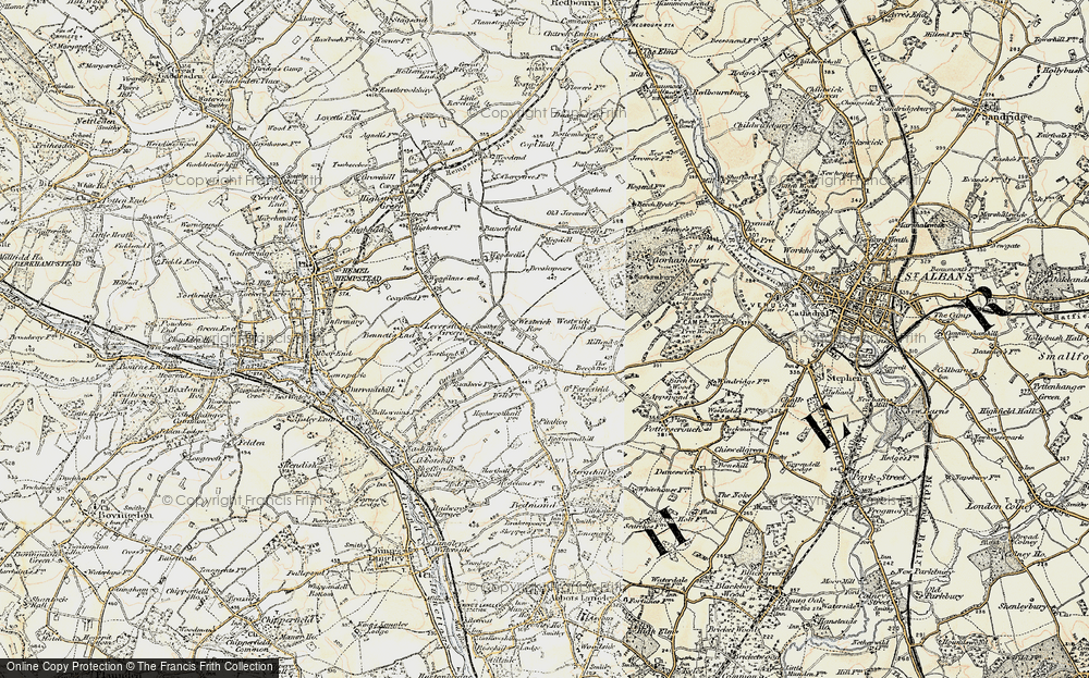 Old Map of Historic Map covering Westwick Hall in 1898