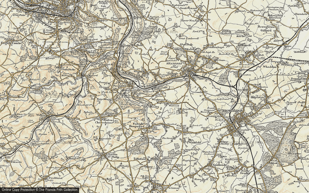 Old Map of Historic Map covering Iford Manor in 1898-1899
