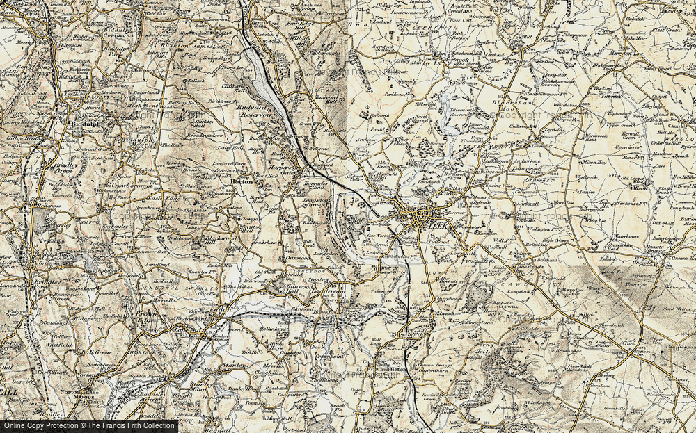 Old Map of Historic Map covering River Churnet in 1902-1903