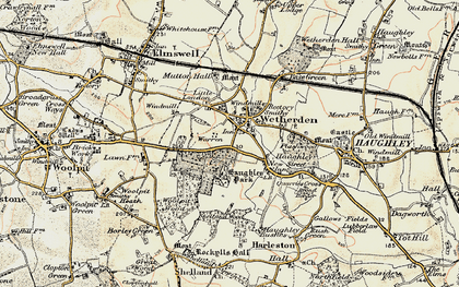 Old map of Wetherden in 1899-1901