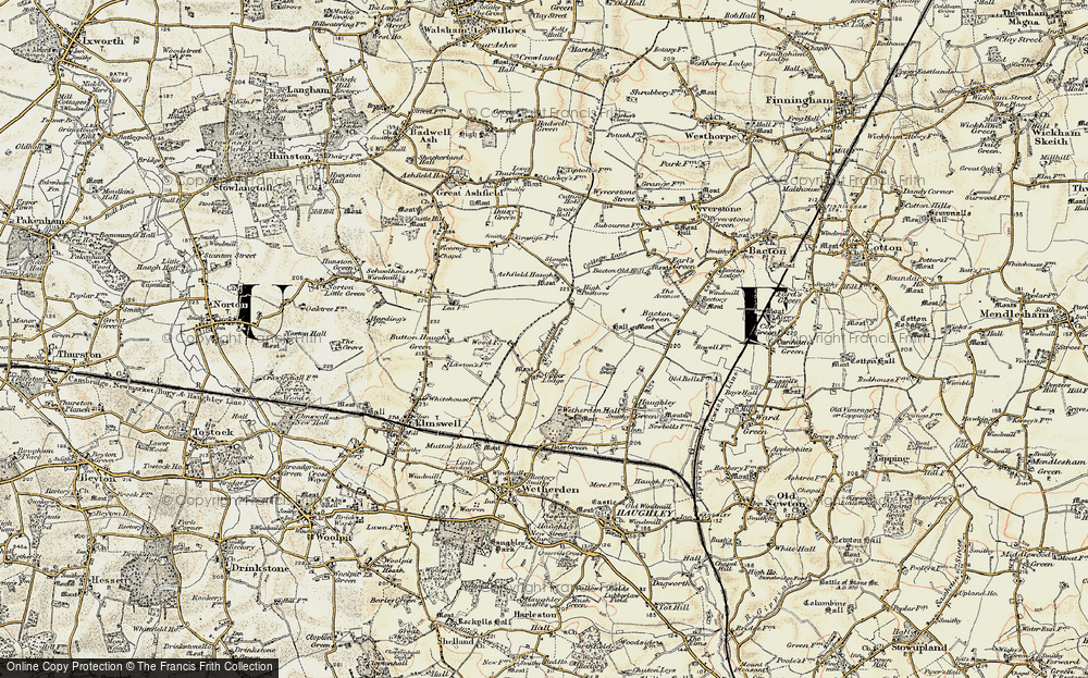 Old Map of Wetherden Upper Town, 1899-1901 in 1899-1901