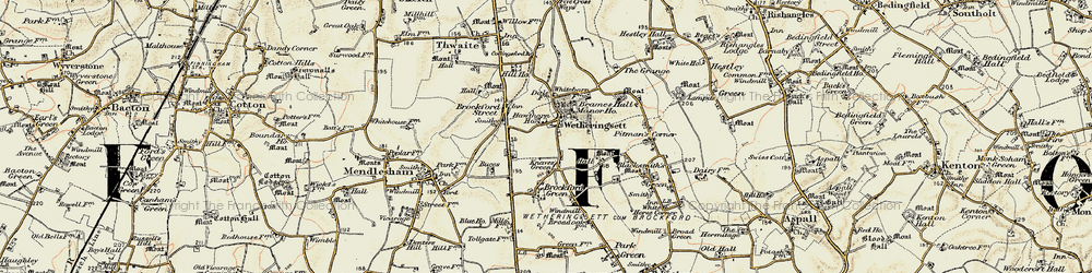 Old map of Wetheringsett Hall in 1901