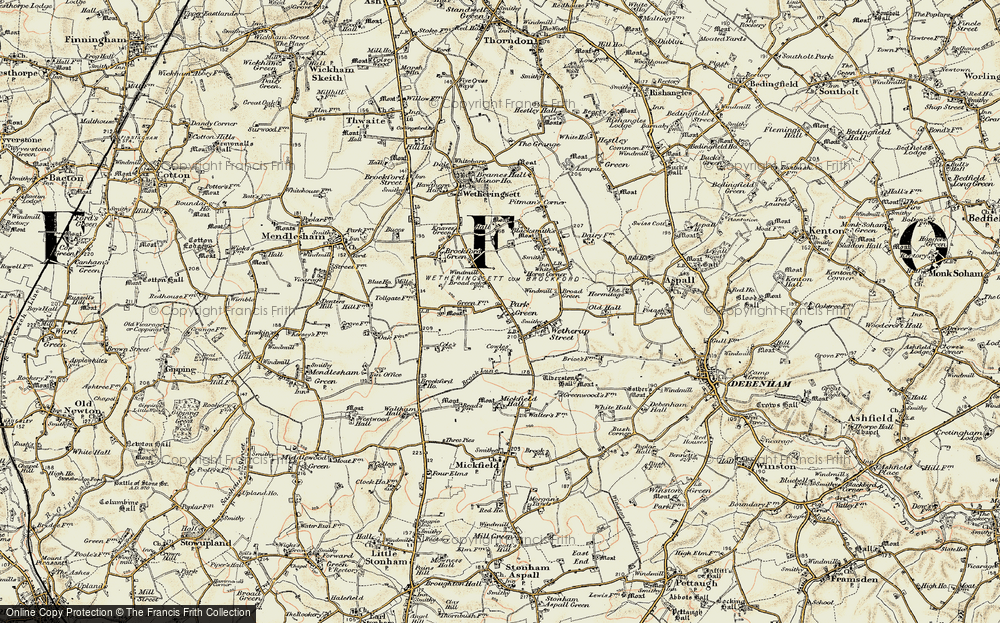 Old Map of Historic Map covering Brockford Ho in 1898-1901