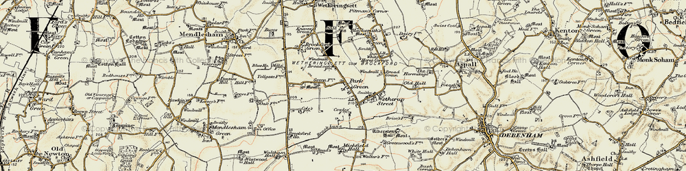 Old map of Brockford Ho in 1898-1901
