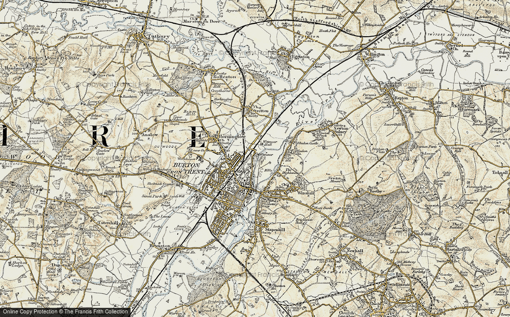 Old Map of Historic Map covering Bladon Castle in 1902