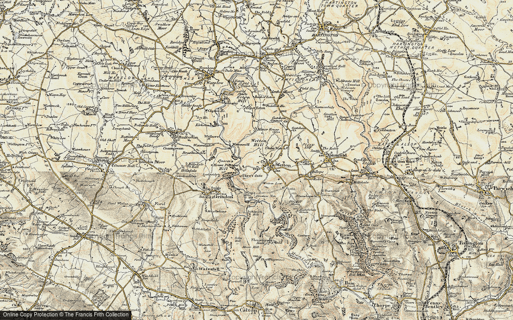 Old Map of Historic Map covering Beeston Tor in 1902-1903