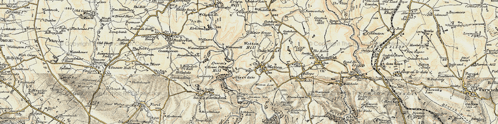 Old map of Beeston Tor in 1902-1903