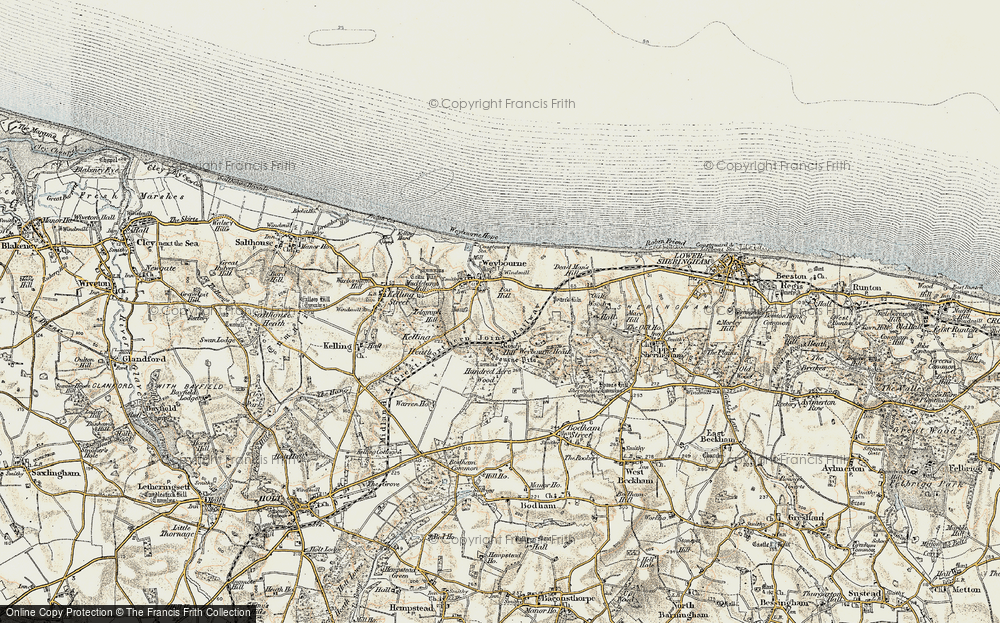 Old Map of Historic Map covering Weybourne Hope in 1901-1902