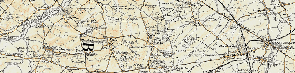 Old map of Whaddon in 1898-1901