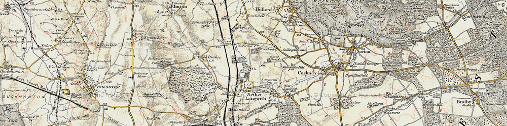 Old map of Whaley Thorns in 1902-1903