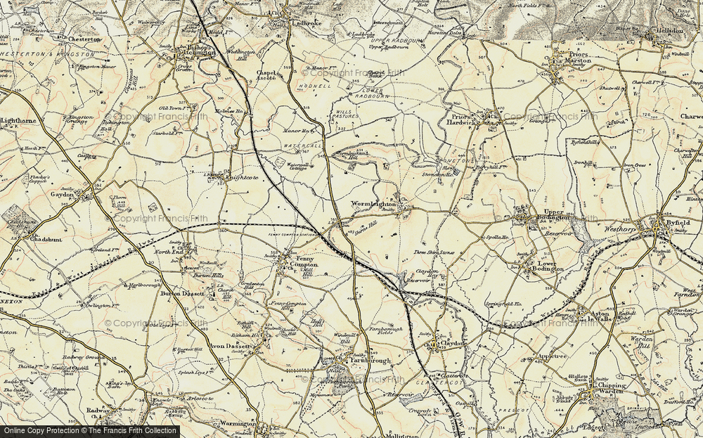 Old Map of Historic Map covering Wormleighton Hill in 1898-1901