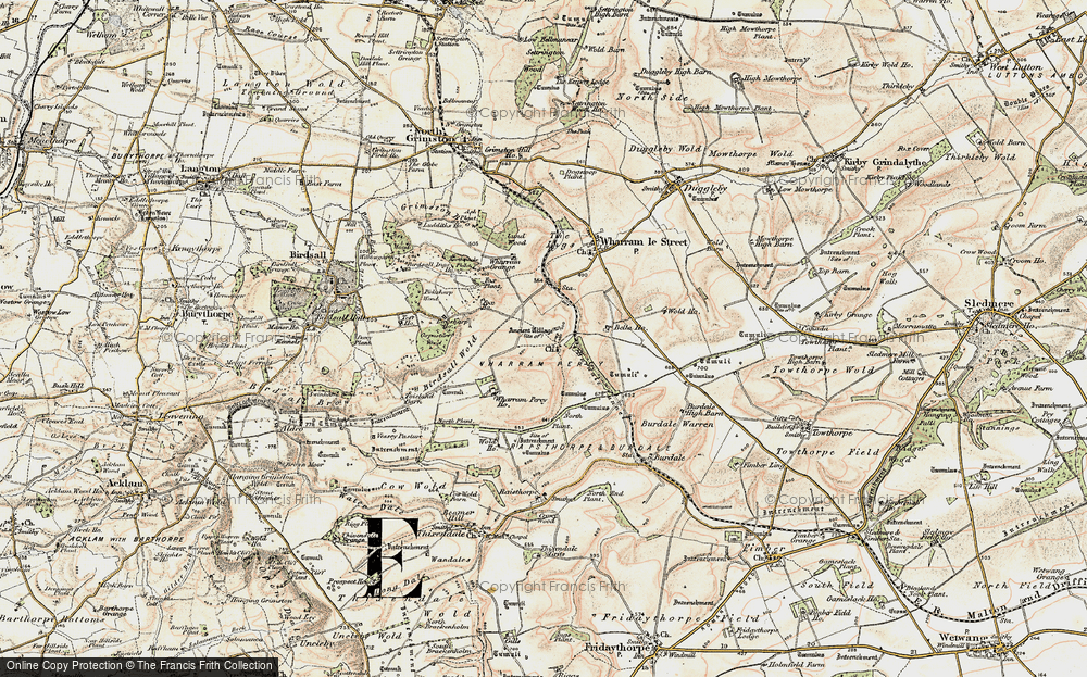 Old Map of Historic Map covering Wharram Percy Village in 1903-1904