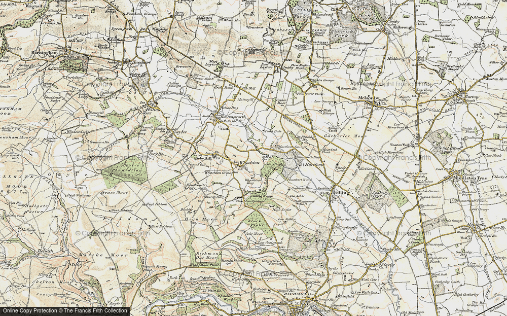 Old Map of Historic Map covering Whashton Hag in 1903-1904