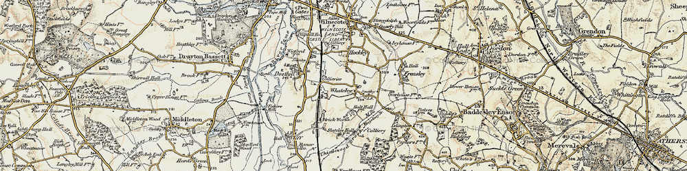 Old map of Whateley in 1901-1902