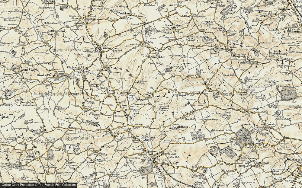 Old Map of Whatfield, 1899-1901 in 1899-1901