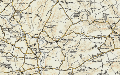 Old map of Whatfield in 1899-1901