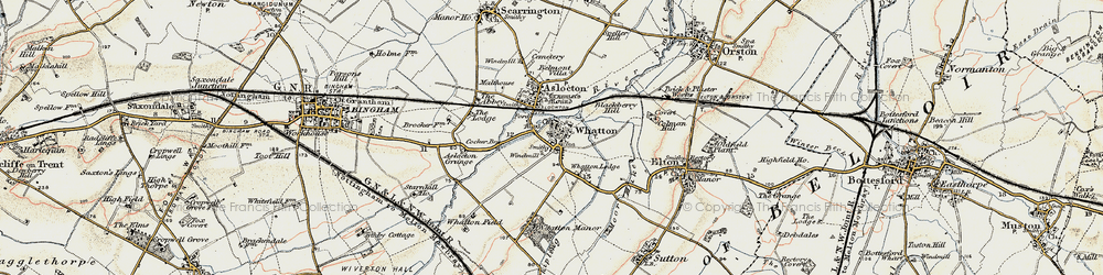 Old map of Whatton Manor in 1902-1903