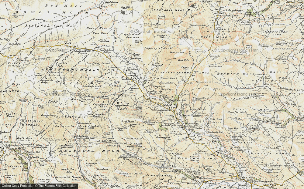 Old Map of Historic Map covering Arkle Beck in 1903-1904