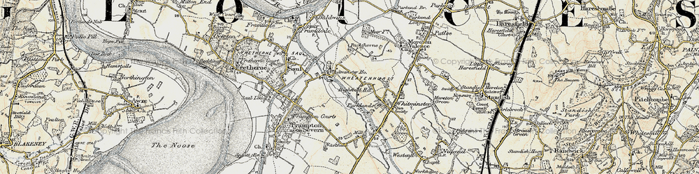 Old map of Whitminster Ho in 1898-1900