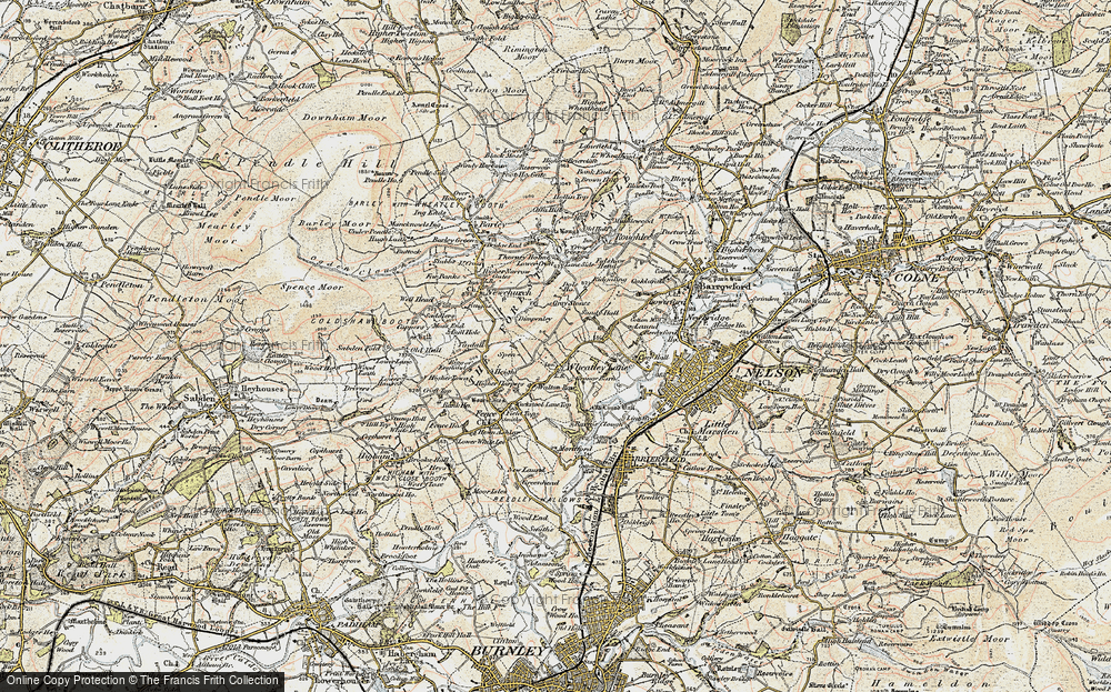 Old Map of Historic Map covering Cuckstool Lane Top in 1903-1904