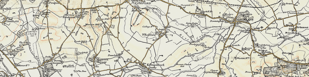 Old map of Whelford in 1898-1899