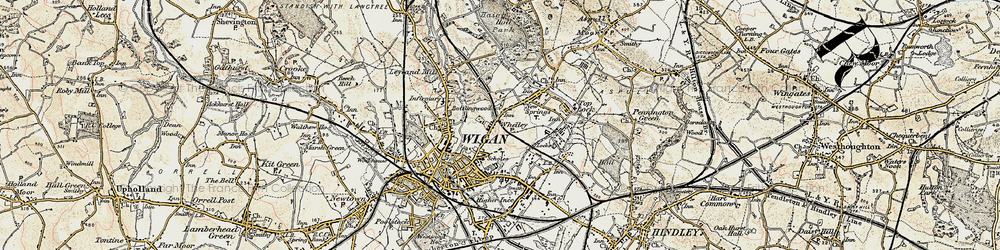 Old map of Whelley in 1903