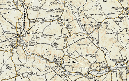 Old map of Monks Eleigh Tye in 1899-1901