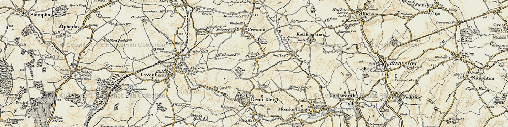 Old map of Monks Eleigh Tye in 1899-1901