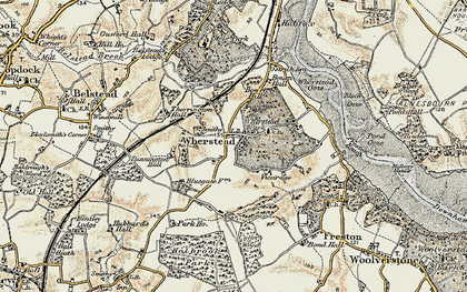 Old map of Wherstead in 1898-1901