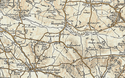 Old map of Whetley Cross in 1898-1899