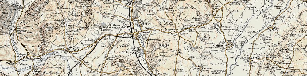 Old map of Whettleton in 1901-1903