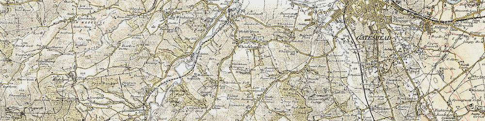 Old map of Whickham in 1901-1904