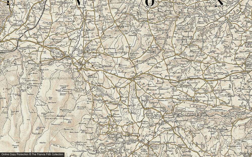 Old Map of Whiddon Down, 1899-1900 in 1899-1900