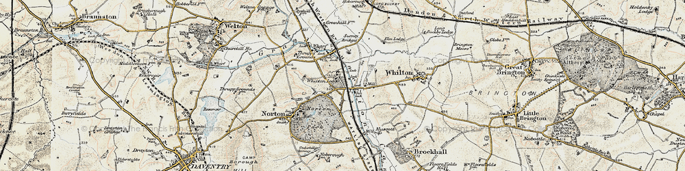 Old map of Whilton Lodge in 1898-1901