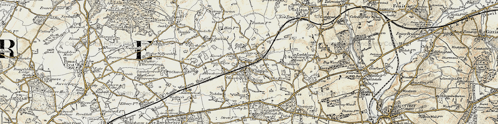 Old map of Whimple in 1898-1900