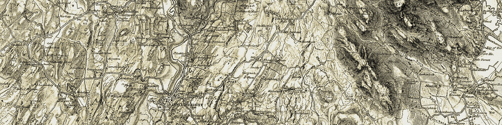 Old map of Balgreddan Burn in 1904-1905