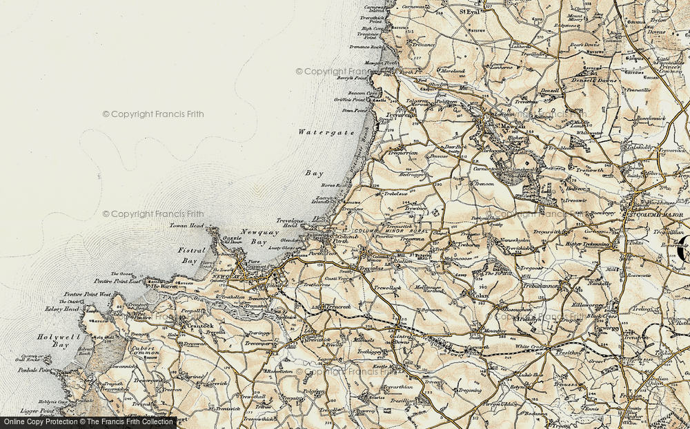 Old Map of Historic Map covering Trevelgue in 1900
