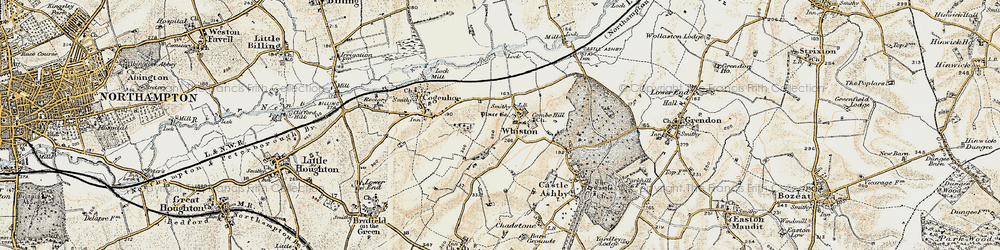 Old map of Whiston in 1898-1901