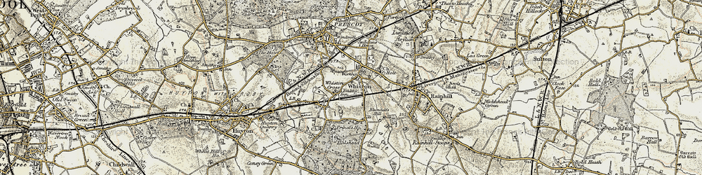 Old map of Whiston in 1902-1903