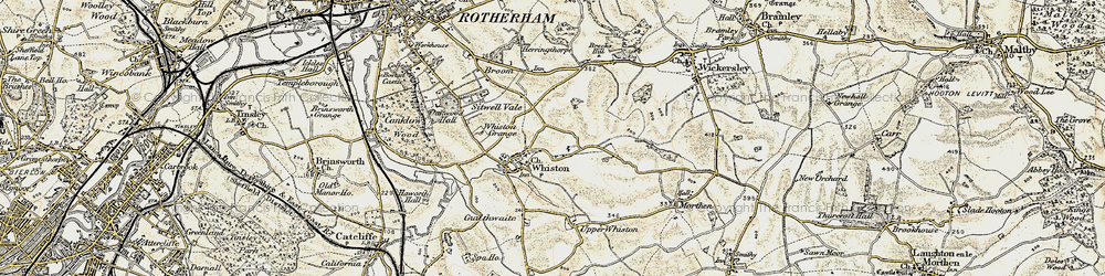 Old map of Whiston in 1903