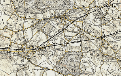 Old map of Whiston Cross in 1902-1903