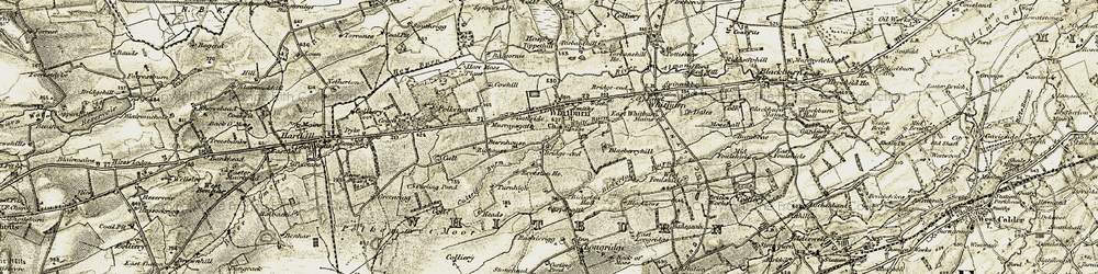 Old map of Whitburn in 1904-1905